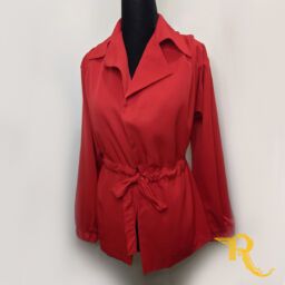 Belted Collar Jacket Red