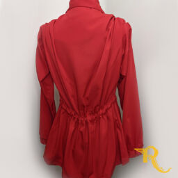 Belted Collar Jacket Red